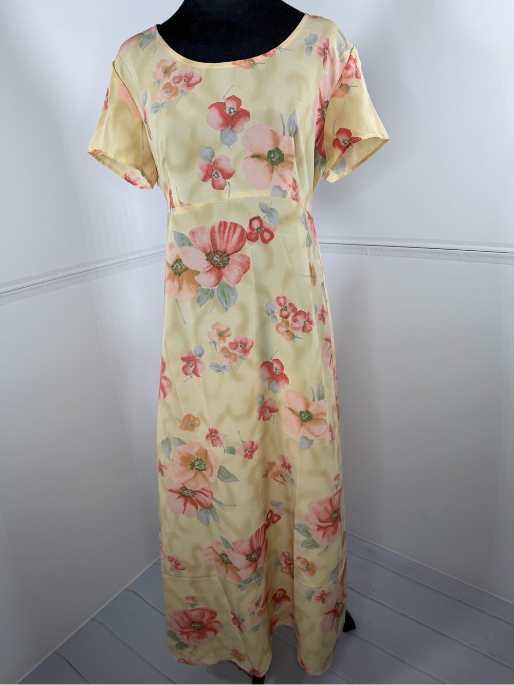 Vintage Sarah Richards Floral Maxi Dress Cottagecore Tie Back Size 13